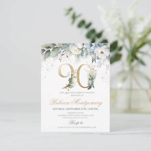 90th birthday Elegant Milestone invitation 出欠カード (スタンド正面)