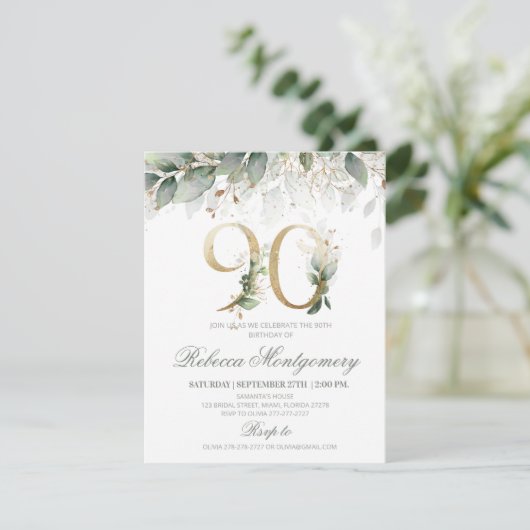 90th birthday Elegant Milestone invitation 出欠カード (スタンド正面)