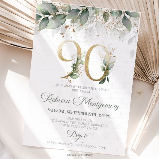90th birthday Elegant Milestone invitation 出欠カード