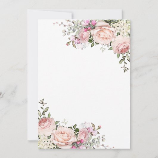 90th Birthday Elegant Pink Roses Calligraphy 招待状 (裏面)