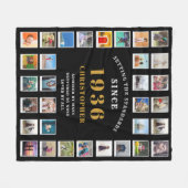 90th Birthday Family Memories Photo Collage フリースブランケット (正面(横))