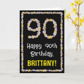90th Birthday: Floral Flowers Number, Custom Name カード (黄色い花)