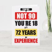 90th Birthday Funny 72 Years of Experience カード (正面)