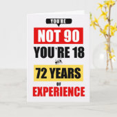 90th Birthday Funny 72 Years of Experience カード (黄色い花)