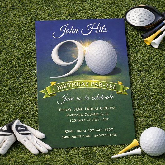 90th Birthday Golf Theme  招待状