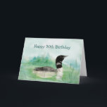 90th Birthday Humor Watercolor Loon Bird Nature カード<br><div class="desc">Watercolor Loon Bird for those who love birds,  nature and/ or wilderness 90th Birthday Humor</div>