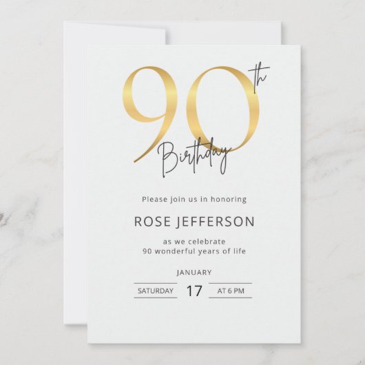 90th Birthday Invitation 招待状 (正面)