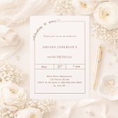 90th birthday ivory cream simple modern 招待状