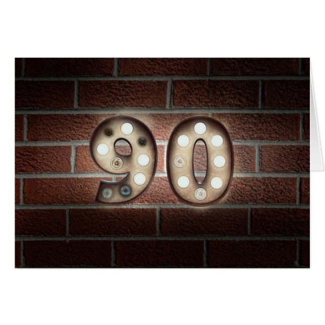 90th birthday-marquee light sign on brick (正面横)