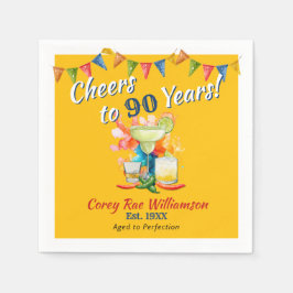 90th Birthday Modern Fiesta Cheers to 90 Years  スタンダードカクテルナプキン