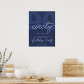 90th Birthday Modern Minimalist Navy Welcome Sign ポスター (キッチン)