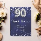 90th birthday navy blue silver stars サンキューカード
