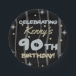 90th Birthday Partyお名前の追加 ペーパープレート<br><div class="desc">祝は、カスタマイズ可能な誕生日パーティーの提供でマイルストーンの誕生日！</div>