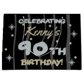 90th Birthday Partyお名前の追加 ラージペーパーバッグ (正面)