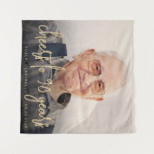 90th Birthday Partyフォト金ゴールドスクリプト応援 タペストリー (正面(横))