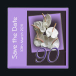 90th birthday party日付マグネットを保存 マグネット<br><div class="desc">90歳エレガントの誕生日パーティーにリマインダーを送る方法。©マリオンヘジガー</div>