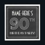 90th Birthday Party:アールデコスタイル 名前をカスタムする スタンダードランチョンナプキン<br><div class="desc">このRoaring Twenties時代スタイリッシュのアートインスパイアデコのスタイルの誕生日をテーマにした紙のナプキンデザインは、カスタマイズ可能な名前とメッセージ"90th BIRTHDAY PARTY!"を備えている。90THという数字は、幾何学的な線のファンシー付いたスタイリング。誕生日をテーマにした紙のナプキンは、パーティーの90歳の誕生日祝や、他の90歳のイベントで使われるかもしれない。[～Z0000659]</div>