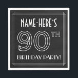 90th Birthday Party:アールデコスタイル 名前をカスタムする スタンダードランチョンナプキン<br><div class="desc">このRoaring Twenties時代スタイリッシュのアートインスパイアデコのスタイルの誕生日をテーマにした紙のナプキンデザインは、カスタマイズ可能な名前とメッセージ"90th BIRTHDAY PARTY!"を備えている。90THという数字は、幾何学的な線のファンシー付いたスタイリング。誕生日をテーマにした紙のナプキンは、パーティーの90歳の誕生日祝や、他の90歳のイベントで使われるかもしれない。[～Z0000659]</div>