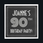 90th Birthday Party:アールデコスタイル 名前をカスタムする スタンダードランチョンナプキン<br><div class="desc">このRoaring Twentesインスパイア 90歳の誕生日パーティーの紙ナプキンのデザインは、名前をカスタムするとファンシー、アートのデコのスタイルの数数"90th"、メッセージ"BIRTHDAY PARTY!"とラインのパターンを備えインスパイアて。背景はデフォルトでは黒で表示されるが、好カスタマイズみの色にも色違うを付けもしられる。紙のナプキンは誰か祝の90歳の誕生日に使われるかもしれない。[～Z0000616]</div>