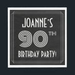 90th Birthday Party:アールデコスタイル 名前をカスタムする スタンダードランチョンナプキン<br><div class="desc">このRoaring Twentesインスパイア 90歳の誕生日パーティーの紙ナプキンのデザインは、名前をカスタムするとファンシー、アートのデコのスタイルの数数"90th"、メッセージ"BIRTHDAY PARTY!"とラインのパターンを備えインスパイアて。背景はデフォルトでは黒で表示されるが、好カスタマイズみの色にも色違うを付けもしられる。紙のナプキンは誰か祝の90歳の誕生日に使われるかもしれない。[～Z0000616]</div>