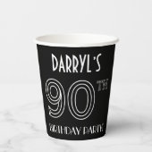 90th Birthday Party:アールデコスタイル+名前をカスタムする 紙コップ (裏面)