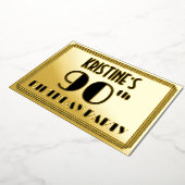 90th Birthday Party —アールデコ検索「90」 +名前 箔招待状 (回転した状態)