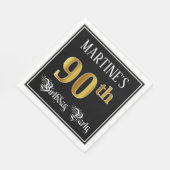 90th Birthday Party – スクリプファンシート、フェイク金ゴールド・ルック スタンダードランチョンナプキン (角)