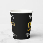 90th Birthday Party – スクリプファンシート、フェイク金ゴールド・ルック 紙コップ (左)