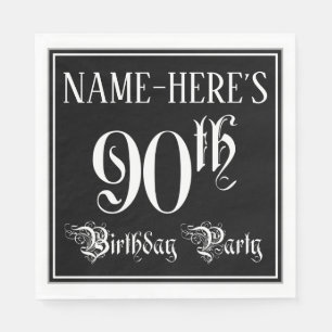 90th Birthday Party – スクリプファンシート+名前をカスタムする スタンダードランチョンナプキン