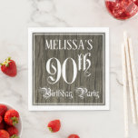90th Birthday Party — ファンシー Script, フェイク Wood Look スタンダードランチョンナプキン<br><div class="desc">この手の込ファンシーんだバースデーパーティーをテーマにした紙ナプキンデザインは、カスタマイズ可能な名前と「90th Birthday Party」のメッセージを備えている。90位とバースデーパーティーという言葉は豪華な脚本スタイル文字で、背景には模造木目模様が施されインスパイアフェイクる。この華美ような豪華な紙ナプキンは、誰かの90歳の誕生日のお祝いで開催される誕生祝いで役立つかもしれない。[～Z0000564]</div>
