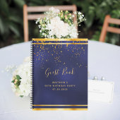90th Birthday Party 90ダークブルー金ゴールドゲストブック ノートブック