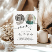 90th Birthday Party Elegant 2 Photo Birthday 招待状