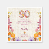 90th Birthday Party - Elegant Floral Number 90 スタンダードカクテルナプキン (正面)