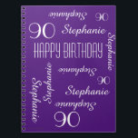 90th Birthday Party Guest Book，繰り返し名 ノートブック<br><div class="desc">90歳の誕生日パーソナライズされたパーティーやその他の大事な行事のための素敵なスパイラルのノートのゲストブック。表紙は名前と年齢が白い色で深い紫で繰り返される。パーソナライズする簡単 – 名前、年齢、大事な行事を1か所で変更。最大9個の名前をサポートキャラクター。A、モダン、シックなバースデーパーティーゲストブック – 任意の名前、任意の年齢に変更する簡単。All Rights Reserved © 2015 Alan & Marcia Socolik.</div>