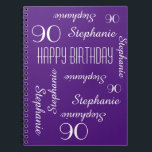90th Birthday Party Guest Book，繰り返し名 ノートブック<br><div class="desc">90歳の誕生日パーソナライズされたパーティーやその他の大事な行事のための素敵なスパイラルのノートのゲストブック。表紙は名前と年齢が白い色で深い紫で繰り返される。パーソナライズする簡単 – 名前、年齢、大事な行事を1か所で変更。最大9個の名前をサポートキャラクター。A、モダン、シックなバースデーパーティーゲストブック – 任意の名前、任意の年齢に変更する簡単。All Rights Reserved © 2015 Alan & Marcia Socolik.</div>