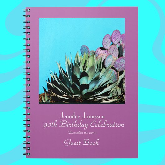 90th Birthday Party Guest Book, Agave and Cactus ノートブック
