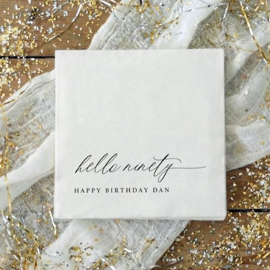 90th Birthday Party Hello 90 Modern Milestone スタンダードカクテルナプキン