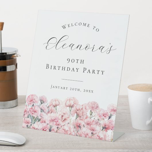 90th Birthday Party January Birth Flower Welcome 台座サイン (インサイチュ)