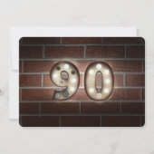 90th Birthday Party-marquee lights on brick 招待状 (正面)