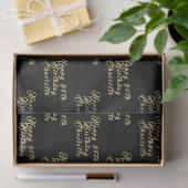 90th Birthday Party Name Black Modern Pattern 薄葉紙 (ギフト)