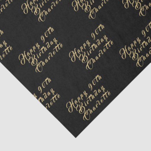 90th Birthday Party Name Black Modern Pattern 薄葉紙 (詳細)