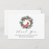 90th Birthday Red Cardinal Wreath Custom Flat サンキューカード (正面/裏面)