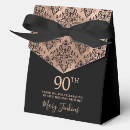 90th Birthday Rose Gold Damask Thank You フェイバーボックス