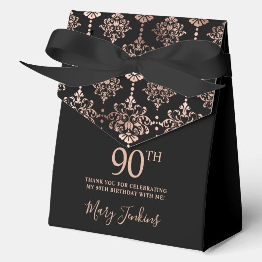 90th Birthday Rose Gold Elegant Thank You  フェイバーボックス (正面)