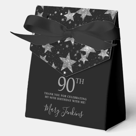 90th Birthday Silver Stars Thank You  フェイバーボックス (正面)