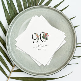 90th Birthday Simple Elegant Tropical Invitation スタンダードカクテルナプキン