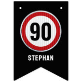 90th Birthday Speed Limit Sign CUSTOM AGE & NAME バンティングフラッグ (第2の旗)