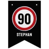 90th Birthday Speed Limit Sign CUSTOM AGE & NAME バンティングフラッグ (第1の旗)