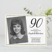 90th Custom Photo White and Gold  招待状 (スタンド正面)