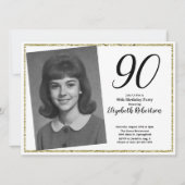 90th Custom Photo White and Gold  招待状 (正面)